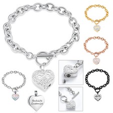 20cm Infinity Heart Chain Link Funeral Urns Bracelet Cremation Ashes Keepsake