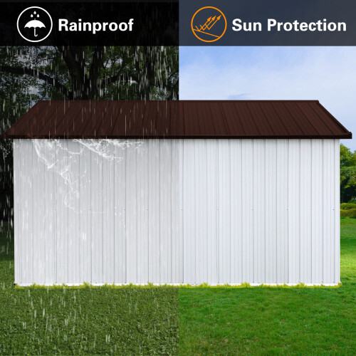 10x12Ft Outdoor Storage Shed Metal Lockable Garden Tool for Backyard Patio Lawn - Picture 36 of 36