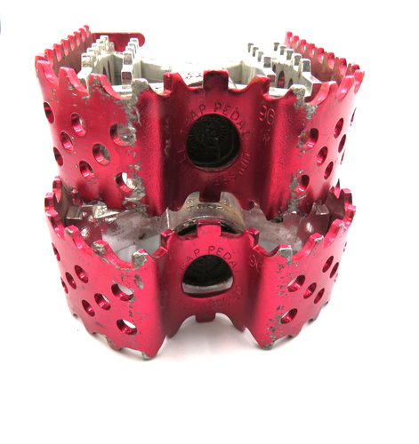 Pedali usati Odyssey tripla trappola 9/16 pollici rosso chiaro e argento - Foto 3 di 4