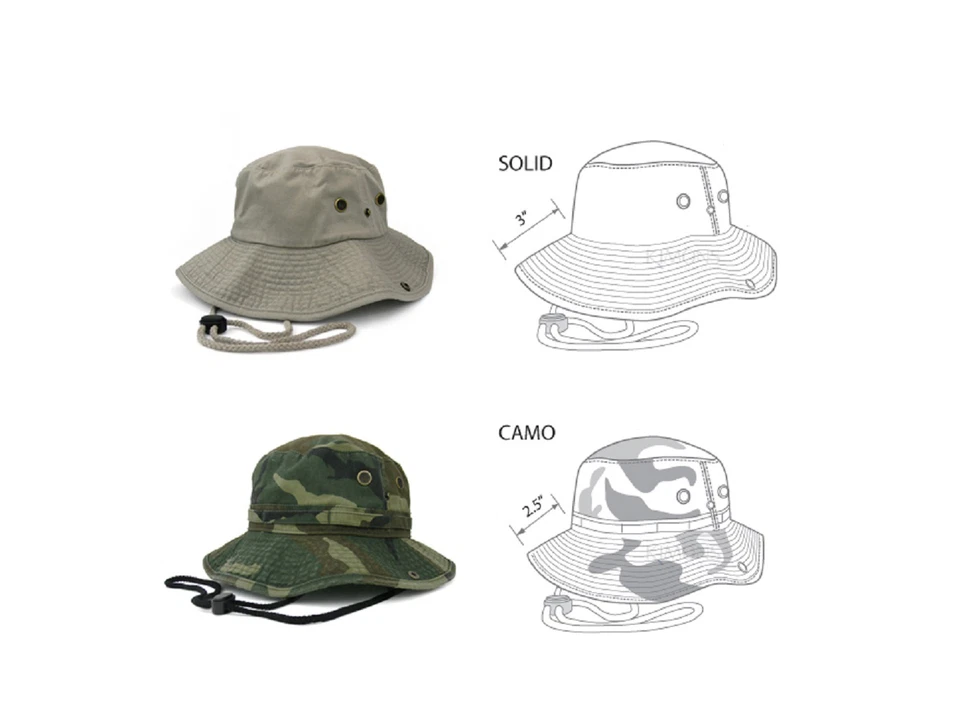 Wholesale lot SUMMER BUCKET HAT MILITARY STRING WIDE BRIM FISHING HUNTING 12pcs - Image 3 of 3