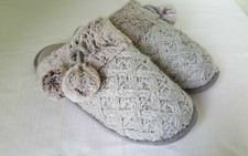 Inc International Concepts grey soft faux fur pom pom house slippers L 9-10