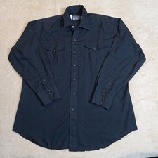 Panhandle Slim Men's Pearl Snap Long Sleeve Black Shirt 17 Made in USA