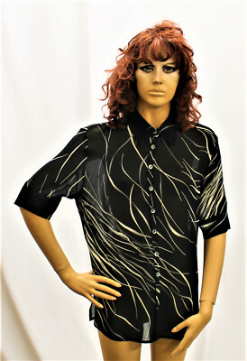 La Strada 1/2 Arm Damen Bluse Viskose 30 Grad waschbar Schwarzgemustert Gr. 38