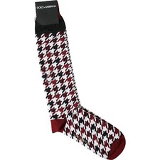 DOLCE & GABBANA Socks Multicolor Houndstooth Cotton Blend Mid Calf s. L 200usd