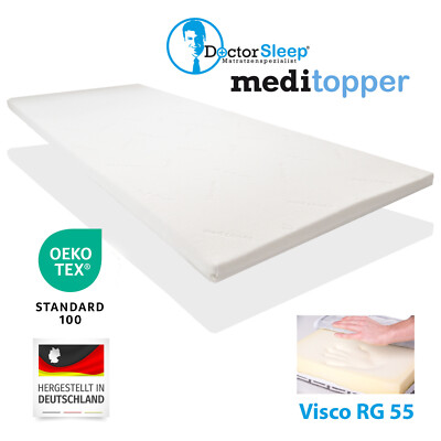 Matratzenauflage Topper Visco Schaumstoff 80x190x5cm mit Medipur Glatt Härte 2