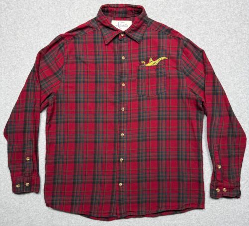 Cakeworthy x Disney Hemd Erwachsene Large rot Aladin Raute in grob kariert Flanell