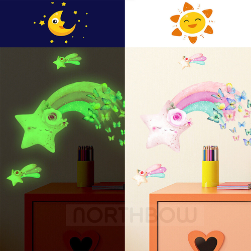 Cute Rainbow Unicorn Glow In The Dark Star Wall Heart Sticker Kid Room DIY Decor - Picture 46 of 54