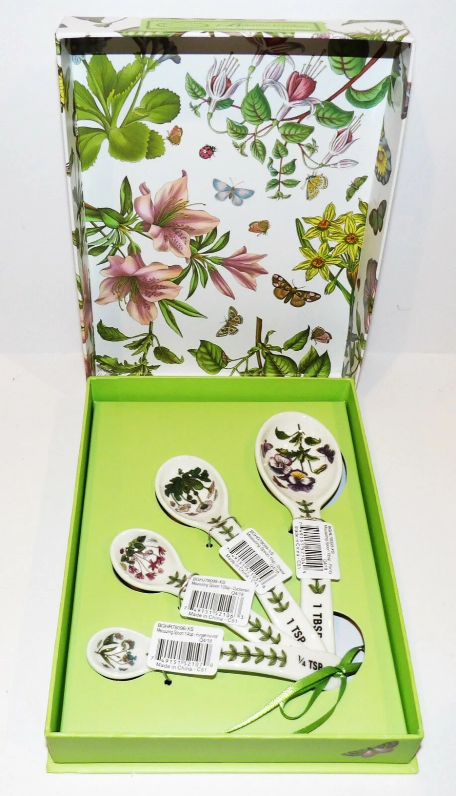 LOVELY NEW SET OF 4 BOTANIC GARDEN MEASURING SPOONS IN PRESENTATION BOX