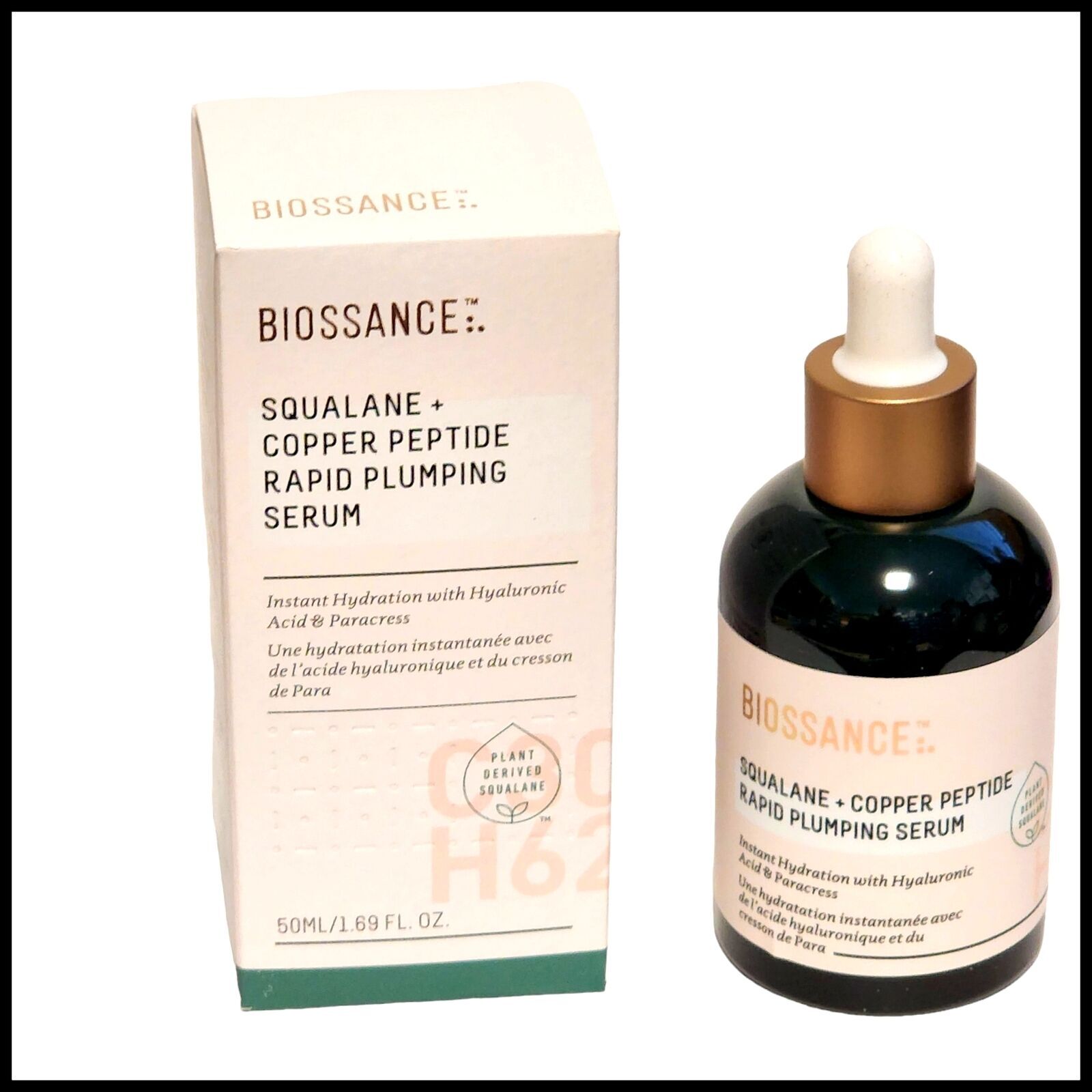 Biossance Сквалан + пептид меди Сыворотка для быстрого придания объема, 50 мл, Полноразмерная, Новая, 1.69