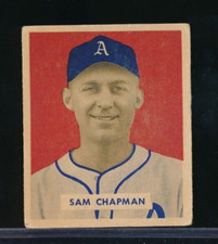 1949 Bowman #112 Sam Chapman GVG red background well centered nice eye appeal