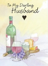 Card for Husband Birthday or Anniversary - Red Wine & Cheese