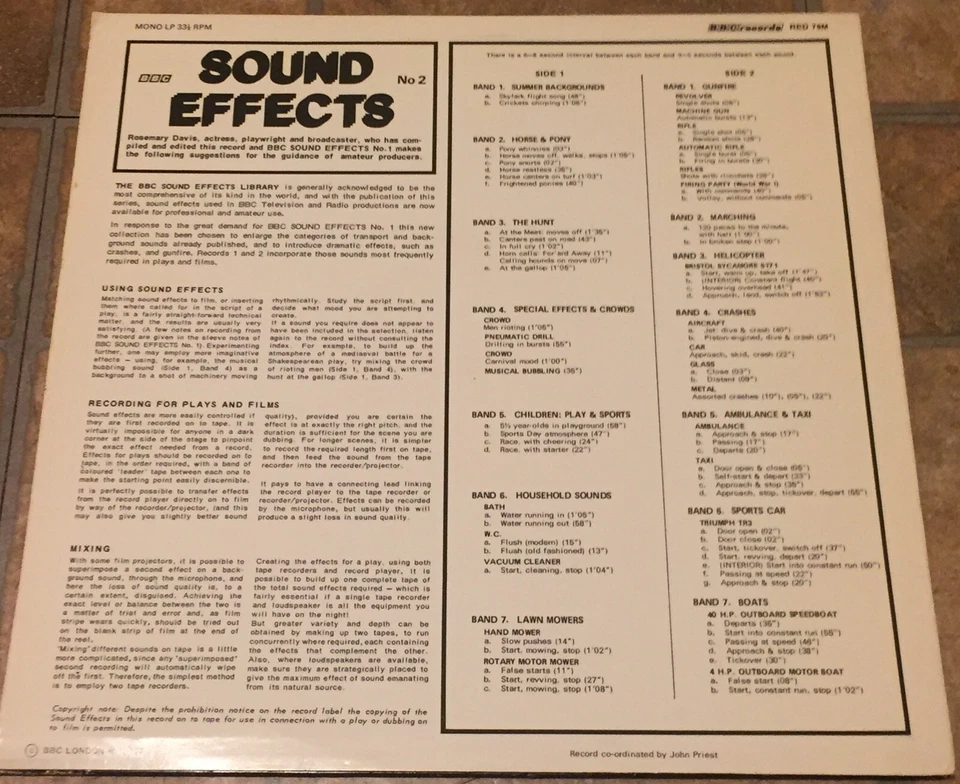 Vintage BBC Sound Effects No 2 - Mono LP 33 1/3 RPM - Image 2 of 4