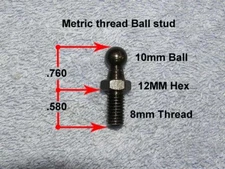 RV 10mm Ball Stud Strut Mount Pin 8mm Thread REP Strong Arm Columbia SPD Suspa