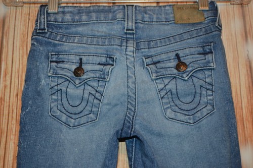 True Religion Boys Geno Skinny Pocket Flaps Blue Denim Jeans Sz 7 - Picture 7 of 12