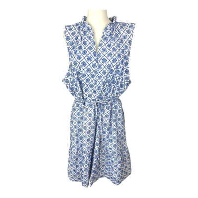Draper James RSVP Blue & White Tiered Dress Size 2X New