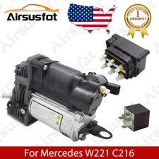 For Mercedes W221 C216 Air Suspension Compressor with Solenoid Valve Block+Relay