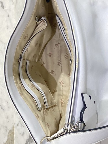 Guess Bradyn Crossbody Women White Flap Shoulder Bag Leather 11180509Snap Zipper - Picture 18 of 23