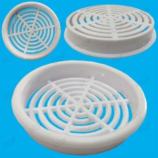 50x White Vivarium Reptile Push Fit Round 65mm Air Vents, 60mm Hole, Ventilation
