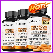 Mushroom 11500mg Capsules-10 in 1 Blend-Nootropic Complex - Brain, Energy, Focus