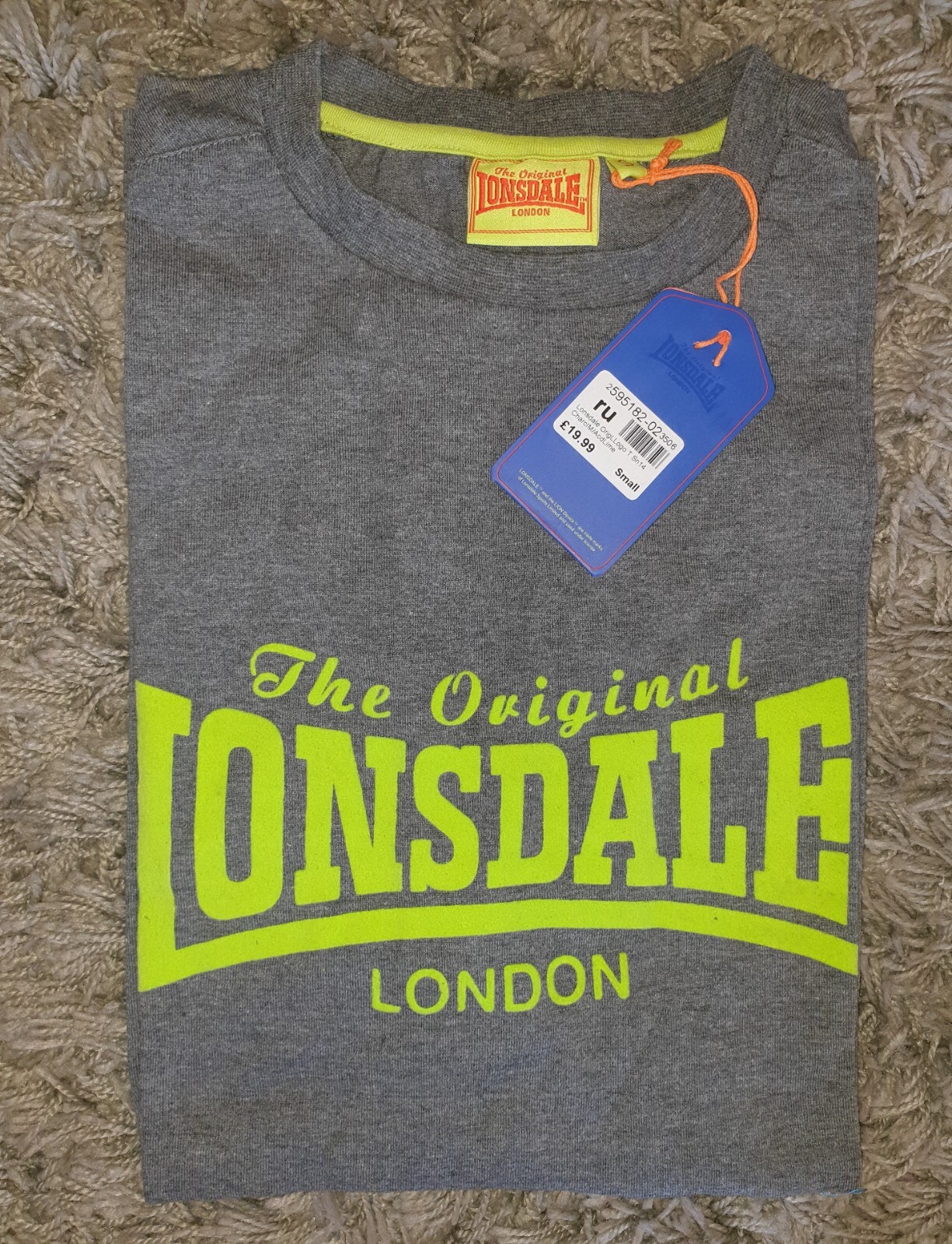 Mens GREY LONSDALE T-Shirt RRP £19.99. SUPREME QUALITY SMART CASUAL NEW !