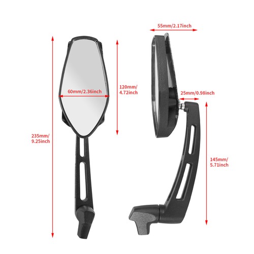 Motorcycle Rearview Side Mirrors 8MM 10MM Fit For Honda Kawasaki Universal Black - Picture 4 of 12