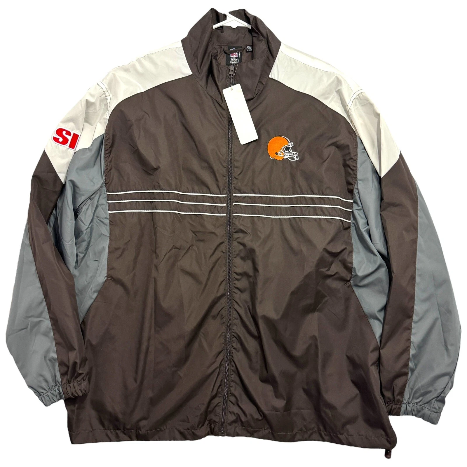 COACH Giacca leggera da uomo NFL Cleveland Browns allenatore Reebok Football taglia 2XL