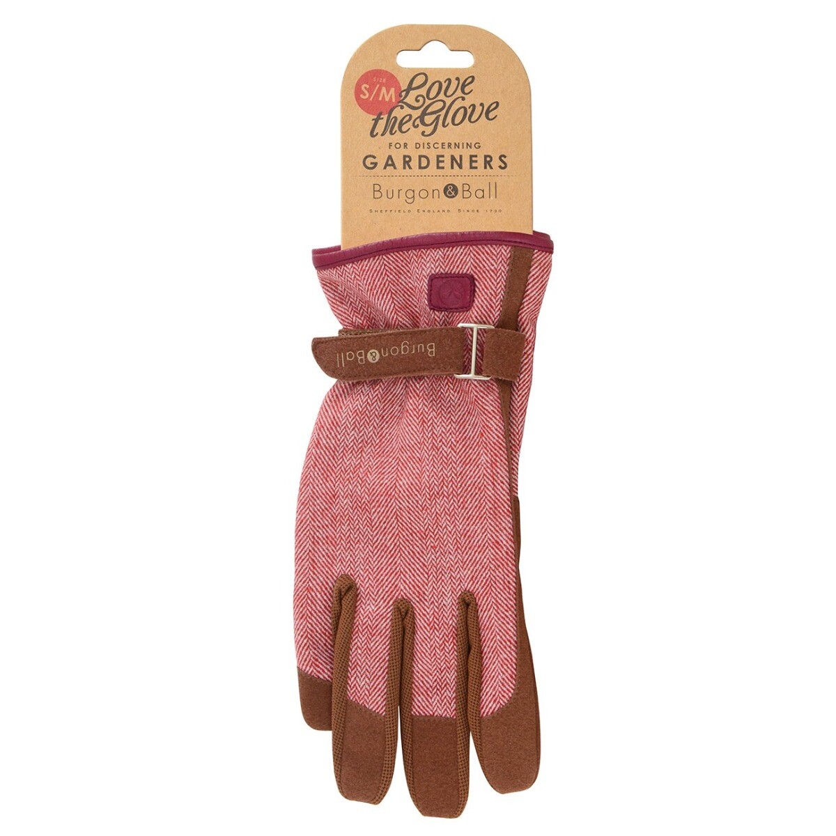 Burgon & Ball Love The Glove - roter Tweed - Damen mittel/groß (7,5 - 8)