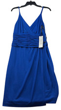Calvin Klein Dress Womens Size 8 Blue Sleeveless Ruched  Waist New