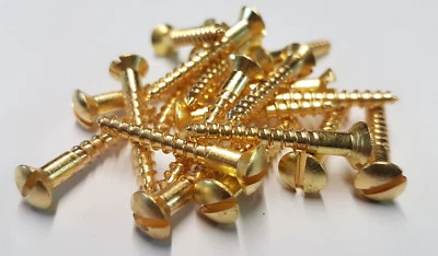 OSSETT EMPORIUM Solid Brass Countersunk Screw Slotted Raised Head Wood Screws - Various Sizes