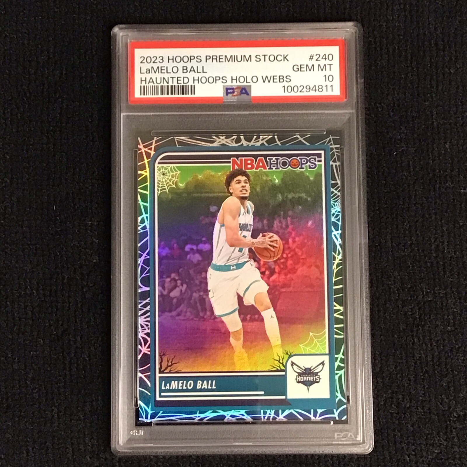 LaMELO BALL PSA 10 HAUNTED HOOPS HOLO WEB 2023 HOPPS PREMIUM STOCK