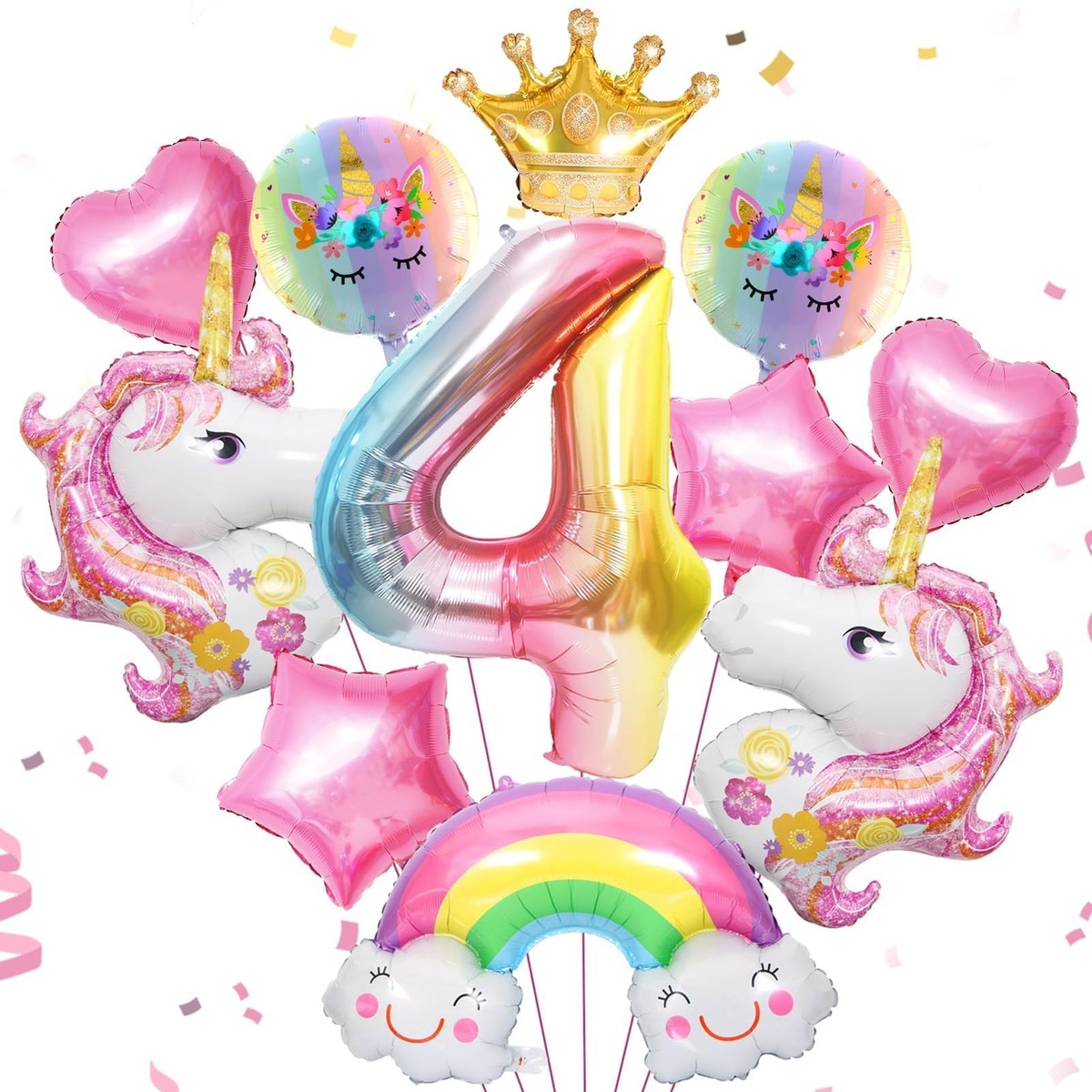 Luftballon Einhorn 4, 3D Folienballon Einhorn, Zahl 4 Folienballon, XXL Unicorn 7445044299264