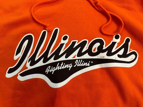 University Of Illinois Fighting Illini Orange Hooded Sweatshirt - M - Script - 第 2/4 張圖片