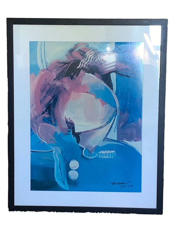 Hessam Abrishami Abstract Art Signed and Dated 29” X 36” Framed Vintage - Image 2 of 4