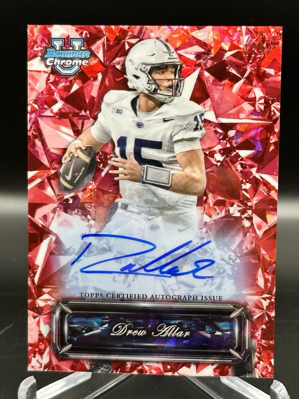 2024 Bowman U Chrome Drew Allar Red Sapphire Selections Auto SP 1/5 JERSEY MATCH