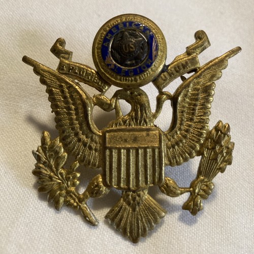 US American Legion Medal Cap Pin Eagle Screw Back Vintage - 第 1/3 張圖片