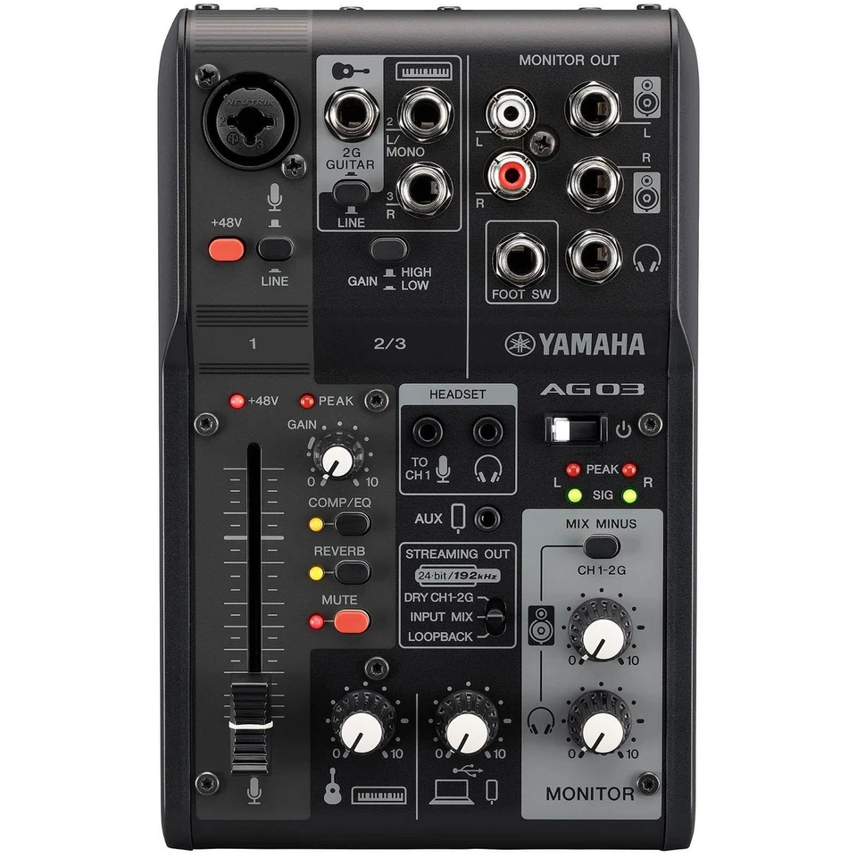 Yamaha AG03MK2 B 3-Channel Mixer/USB Interface for iOS/Mac/PC Black - Image 2 of 3