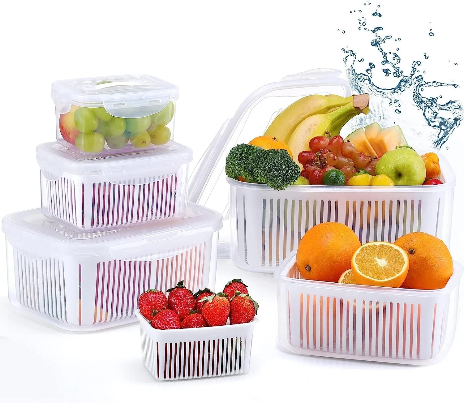 5 Pack Fridge Storage Containers, Plastic Storage to Keep Food Fresh
