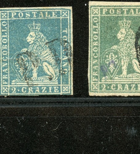 KMC4076-Italy-Tuscany #5 & 5a (I458) Lion of Tuscany 2 CR blue & Green,U,CV$320.