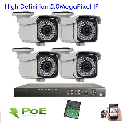 4Ch H.265 NVR 1920P 5MP ONVIF PoE IP OSD Menu Ho((e Surveillance Security Camera