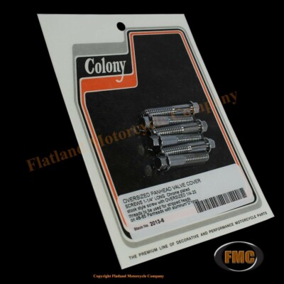 Colony 2013-6, OS Valve Cover Screw Kit, Aluminum D-Ring , 48-65 Panhead, Chrome