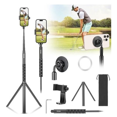 Golf Tripod Monopod Selfie Stick Magnetic Phone Holder w/ Swing Clamp