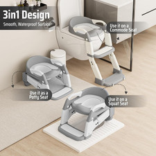 3-In-1 Toddler Potty Training Toilet Seat with Foldable Ladder Adjustable For
