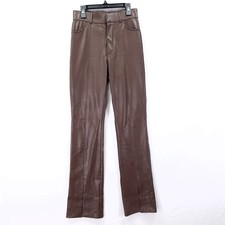 Zara Faux Leather Straight Leg Pants Size XS Slit Straight-Leg
