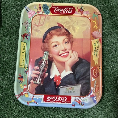 1 Vintage 1950's Coca-Cola Metal Tray Thirst knows no season-Have A Coke English