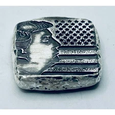 1 Oz .999 FS MK BarZ "Salute to Trump" Profile Stamped Square .999 Fine Silver