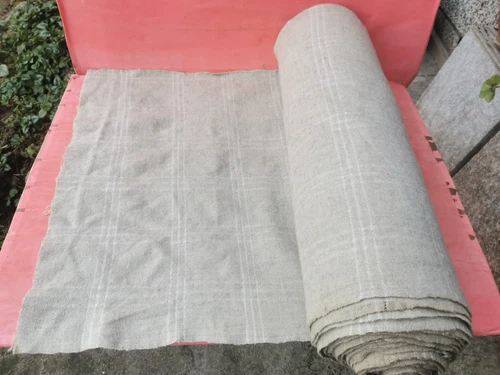 ANTIQUE OLD NATURAl WHITE HOMESPUN FABRIC ROLL  HOMESPUN WOOLEN TEXTILE