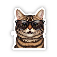 Sunglasses Brown Cat Sticker Water Bottle, Laptop, Phone Case, Dishwasher Safe