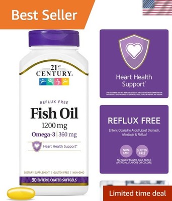 1200 mg Fish Oil Supplement - 90 Softgels for Cardiovascular Support