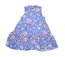 Carole Christian Dress Womens Large Blue Floral Sleeveless Tiered Made in USA