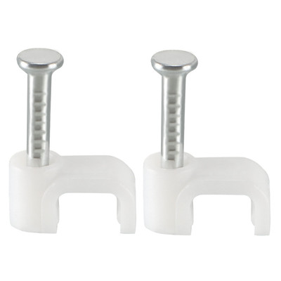 200pcs Flat Cable Clip Nail Coaxial Tacks Wire Clips 5mm White